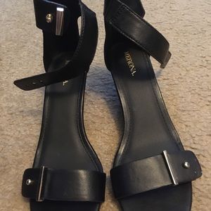 Black wedge sandals